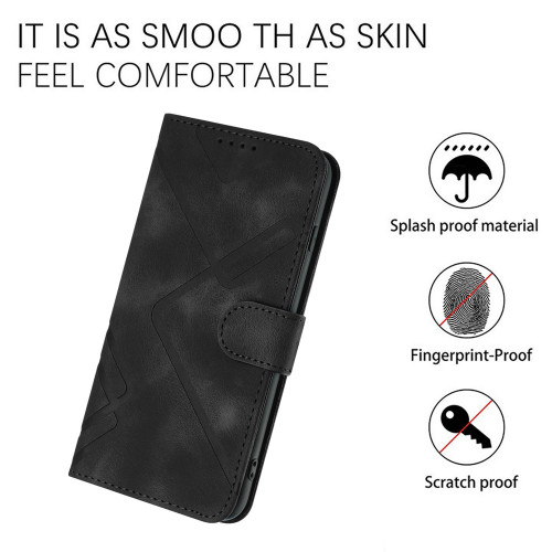 Samsung Galaxy S25 Ultra 5G Line Pattern Skin Feel Leather Phone Case - Black
